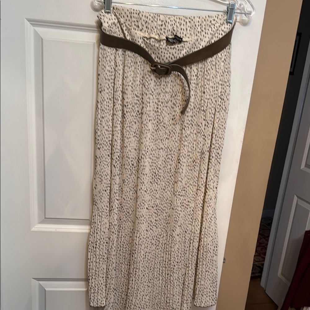 Zara Tan Smocked Tie Front Maxi Skirt